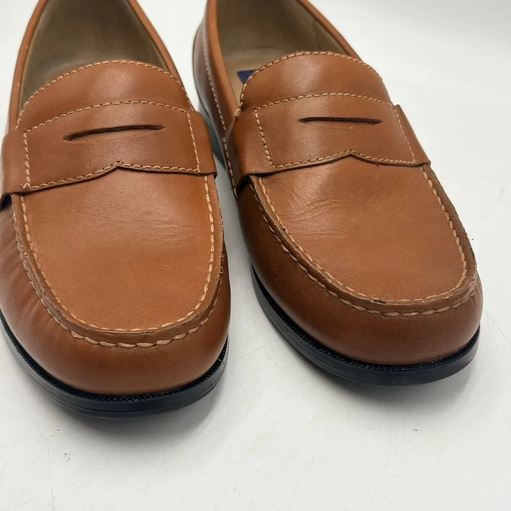 Chaps Ralph Lauren Mens 9.5 Leather Brown Tan Contributor Penny Loafer Slip-On